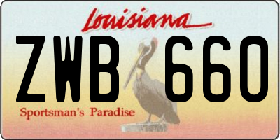 LA license plate ZWB660