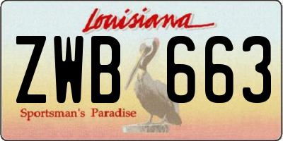 LA license plate ZWB663