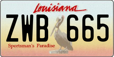 LA license plate ZWB665