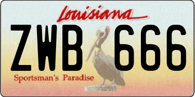 LA license plate ZWB666