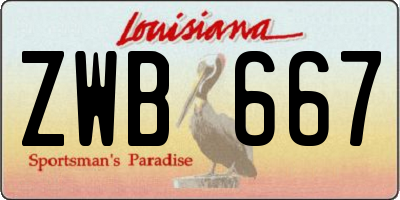 LA license plate ZWB667