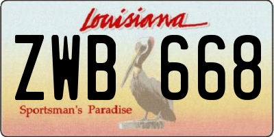 LA license plate ZWB668