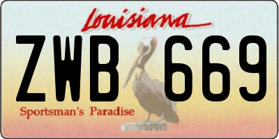 LA license plate ZWB669