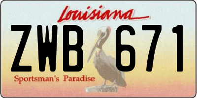 LA license plate ZWB671