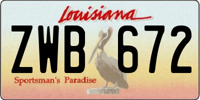 LA license plate ZWB672