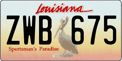 LA license plate ZWB675