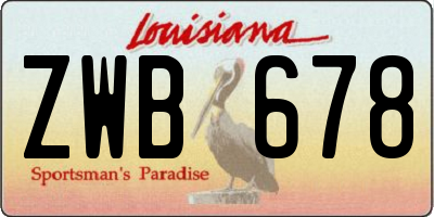 LA license plate ZWB678