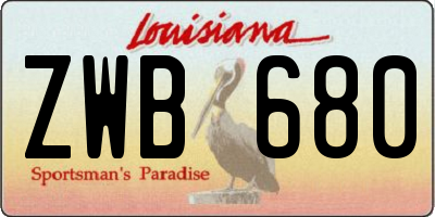 LA license plate ZWB680