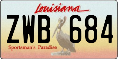 LA license plate ZWB684