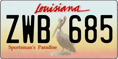 LA license plate ZWB685