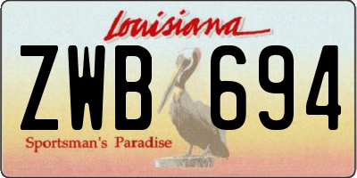 LA license plate ZWB694