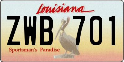 LA license plate ZWB701