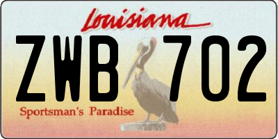 LA license plate ZWB702