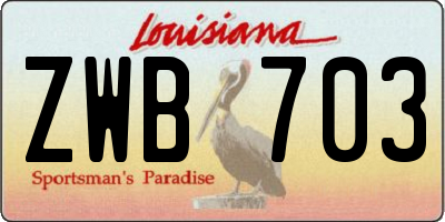 LA license plate ZWB703