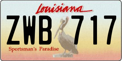 LA license plate ZWB717