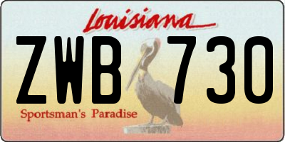 LA license plate ZWB730