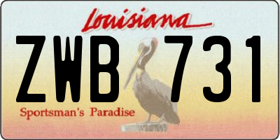 LA license plate ZWB731