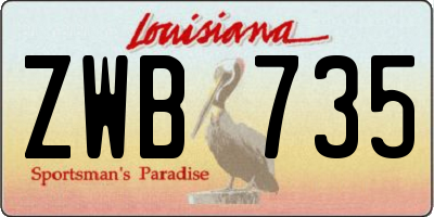 LA license plate ZWB735