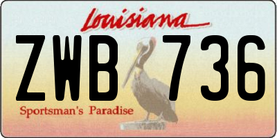 LA license plate ZWB736