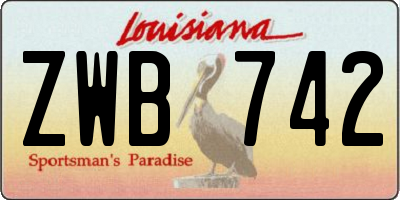 LA license plate ZWB742