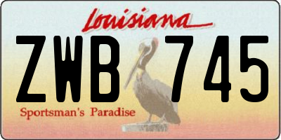 LA license plate ZWB745