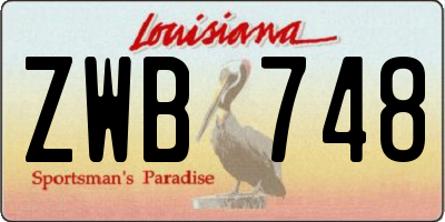 LA license plate ZWB748