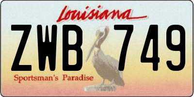 LA license plate ZWB749