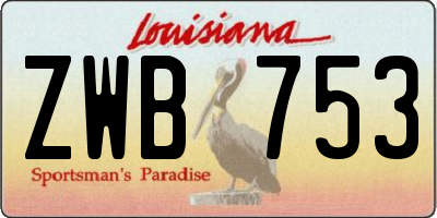 LA license plate ZWB753