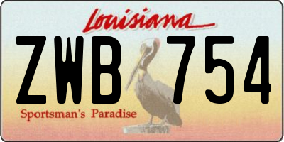 LA license plate ZWB754