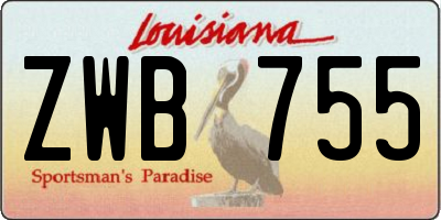 LA license plate ZWB755