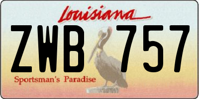 LA license plate ZWB757