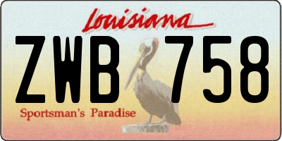 LA license plate ZWB758