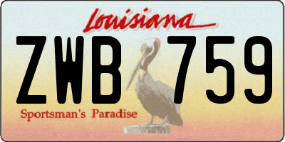 LA license plate ZWB759