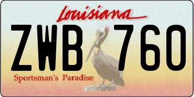 LA license plate ZWB760