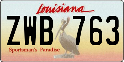 LA license plate ZWB763