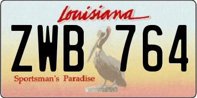 LA license plate ZWB764