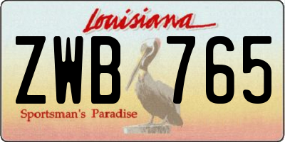 LA license plate ZWB765