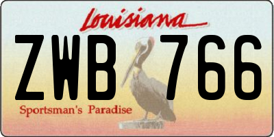 LA license plate ZWB766