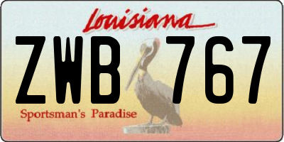 LA license plate ZWB767