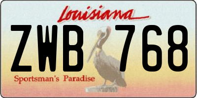 LA license plate ZWB768