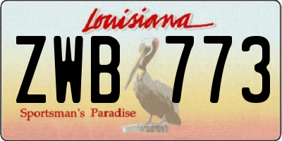 LA license plate ZWB773