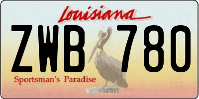 LA license plate ZWB780