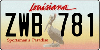 LA license plate ZWB781