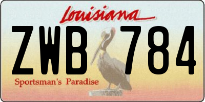 LA license plate ZWB784