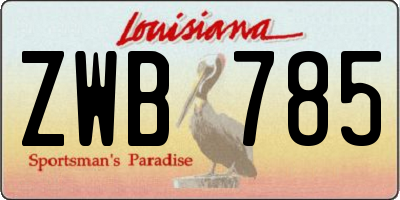 LA license plate ZWB785