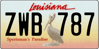 LA license plate ZWB787