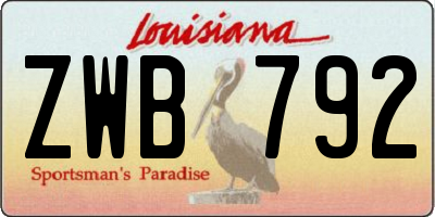 LA license plate ZWB792