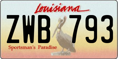 LA license plate ZWB793