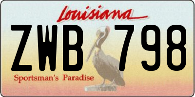 LA license plate ZWB798