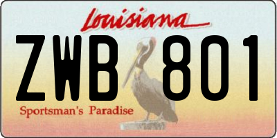 LA license plate ZWB801